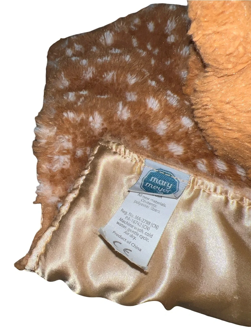 Mary Meyer Deer Fawn Lovey/ Security Blanket Plush Satin Brown White